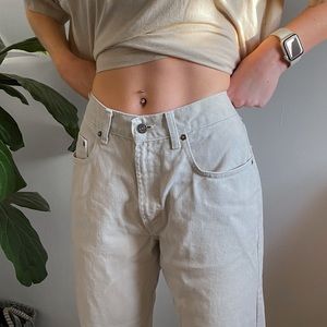 cream high waisted jeans